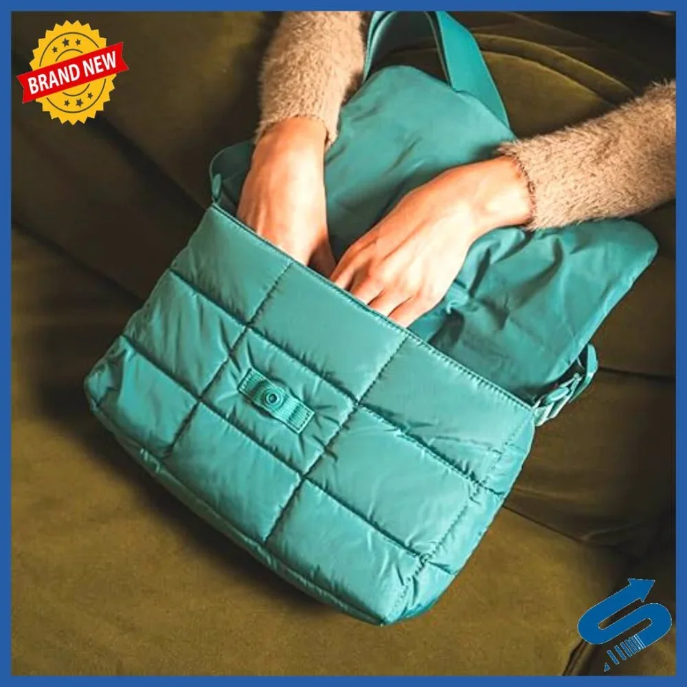 Quilted Puffer Crossbody Bag with Adjustable Strap, Zippered Compartment - Picture 7 of 7